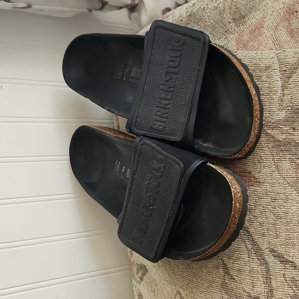 Birkenstock Tema Slides Black Microfibre Sandals Size 42